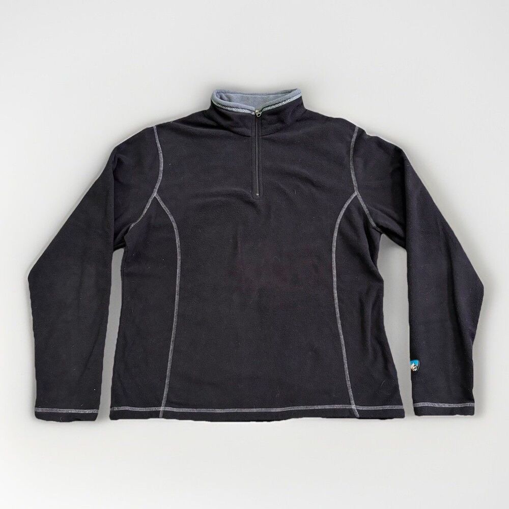 Kuhl Jacket Women's Size Medium Microchamois Black Fleece 1/4 Zip Pullover VTG